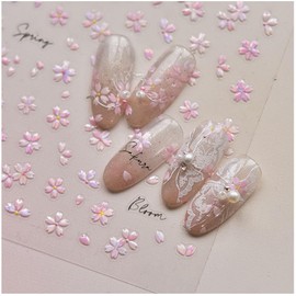 GLOWZEN Nail Seal, Illusion of Cherry Blossom Nail Stickers, Wear a Rose Spring Light on Your Fingertips