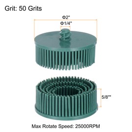 HARFINGTON 4pcs Bristle Disc 2" 50 Grit Abrasive Brush Deburring Electric Disc Brush with Quick Change Roll Lock Abrasive Coating Removal Disc for Metal, Green