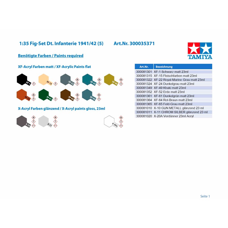 Tamiya 35371 1/35 Military Miniature Series No. 371 German Infantry