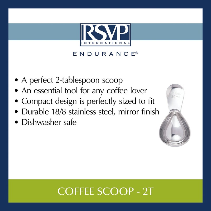 RSVP International Coffee Scoop Collection, 2-Tablespoon, Compact, Stainless Steel