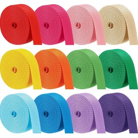 Wonninek Polypropylene Webbing Strap, 12 Rolls 1 Inch by 5.5 Yards Heavy Duty Webbing Strap, Seatbelt Strapping for Climbing, Crafts, DIY, Luggage Strap, Pet Collar, Backpack Repairing, 12 Colors