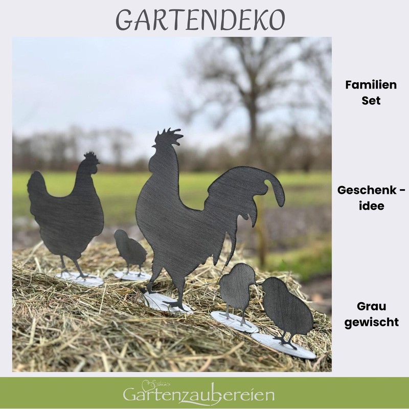 Storm's Gartenzaubereien Chicken Rooster Chickens Made of Metal – Shabby