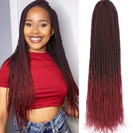 Samtress 8 Packs 24 Inch Senegalese Twist Crochet Hair Extensions Red 25 stands/pack Synthetic Crochet Twists Braids Hair For Women (#TBUG)