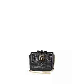Victoria's Secret New VICTORIA'S SECRET Black Midnight Croc Micro Shoulder Crossbody Bag with tag