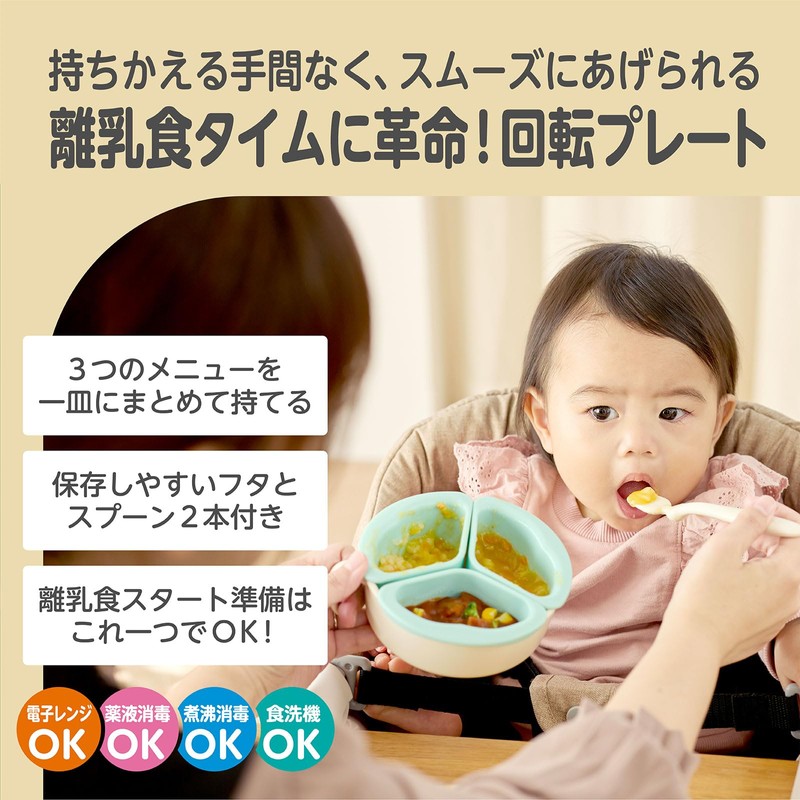 Edison Mama Rolling Plate, Easy to Rotate, From Weaning to