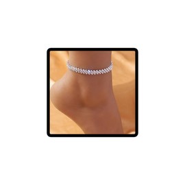 JUSTUSNX Adjustable Anklet Rhinestone Ankle Bracelet Beach Summer Foot Jewelry Chain for Women and Girls (B)