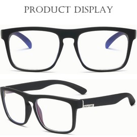 Bsreyeop Fashion Square Blue Light Blocking Glasses for Men Women Computer Glasses(Black/Clear/Silver A8)