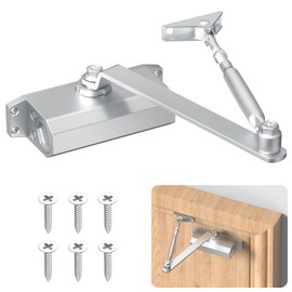 Fenghome Door Closer, Aluminum Alloy Adjustable Spring Hydraulic Door Closure, Hydraulic Spring Door Closer, Closing Speed Adjustable, Commercial & Home Use for 25~65kg Weight Door