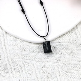 LUOKIFUR Tourmaline Men's Black Bracelet Gift for Boyfriend Colleague Dad Husband (Necklace)