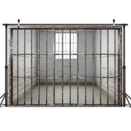 Prison Jail Bars Backdrop, Murder Crime Theme Party Police Mugshot Photography Background, Birthday Events Decorations Kids Adults Funny Photoshot Photo Booth Studio Props 7x5ft