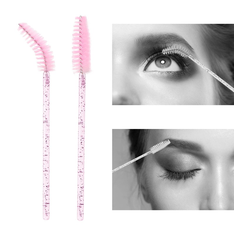 BTYMS 100 Pieces Disposable Lash Wands Eyelash Brushes with Crystal