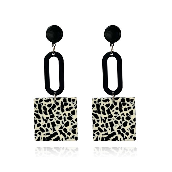 CYV Retro Trendy Acrylic Multicolor Mottled Geometric Statement Dangle Drop