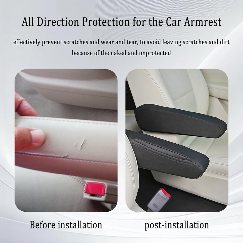 OFBAND 2PCS Arm Rest Cover for Car with Side Pocket,Breathable