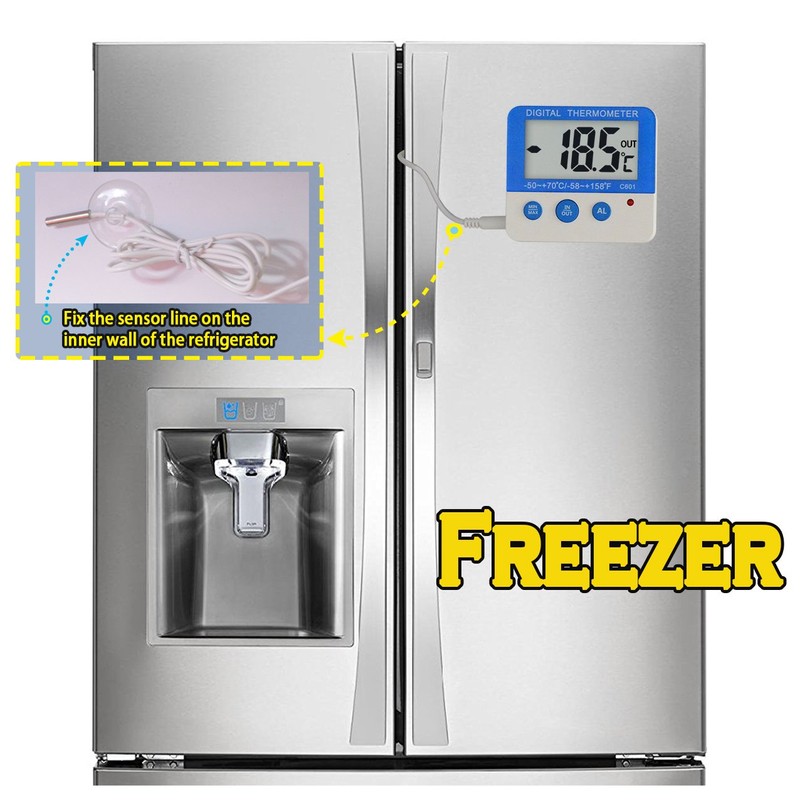 Fridge Freezer Thermometer Max/Min Memory Refrigerator Thermometer High & Low