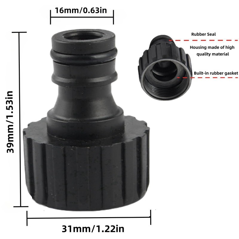 Akiuhen 3/4 inch hose connector threaded faucet adapter outdoor hose
