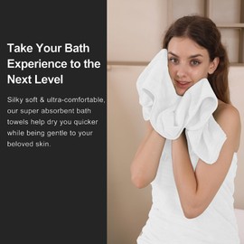 Mistyrose 8 Piece Oversized Bath Towels Set for Family, Soft White Bathroom Towels Set Quick Dry，Microfiber Super Absorbent Towels for Hotel Beach Spa Gym - 2 Bath Sheet 2 Hand Towels 4 Washcloths