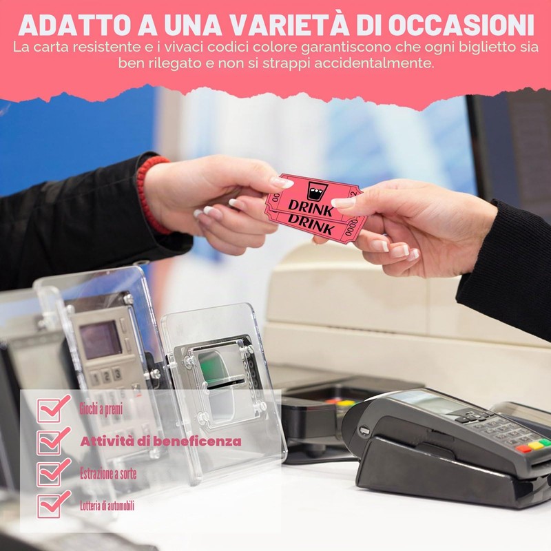 Confezione da 1000 biglietti per bevande rosse | Biglietti per