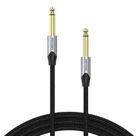 VENTION Guitar Cable Instrument Cable 6.35 mm 1/4 Inch Jack TS Cable 6.35 mm Jack to 6.35 mm Jack for Speakers, Amplifiers, Bass, Mixers - 1.5 m