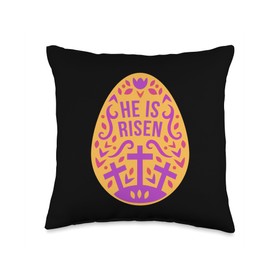 He Has Risen Easter Egg - Jesus Christ Resurrection Throw Pillow