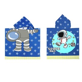 Kids Hooded Poncho Beach Towel - Fits 1-6 Year Old - Soft Absorbent for Beach Swim Pool - Quick Dry and Lightweight - Astronaut