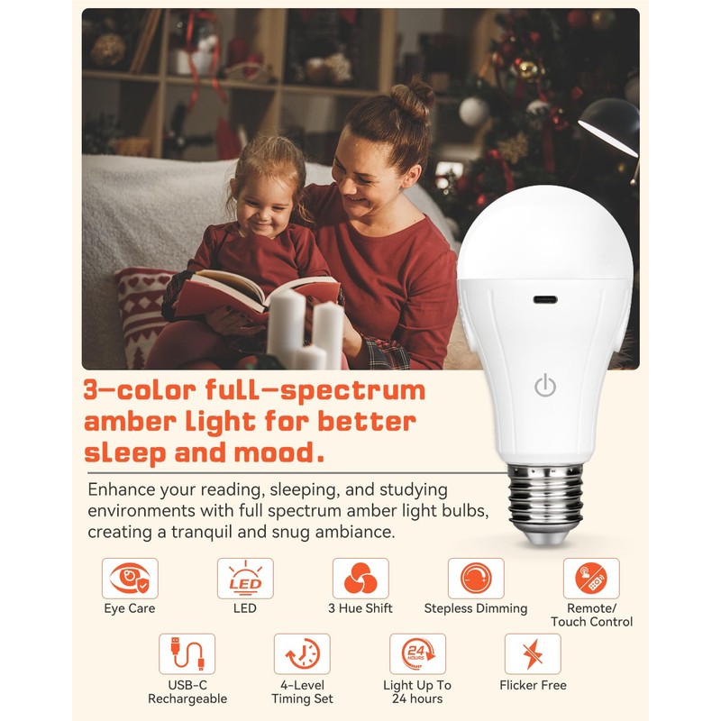 Neporal MagicGlow Rechargeable Light Bulbs with Remote – Battery Operated,
