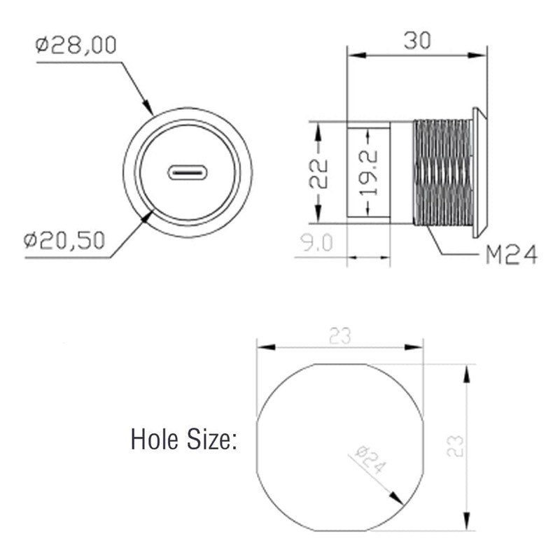 PENGLIN USB 3.1 Type C Panel Mount Socket, USB C