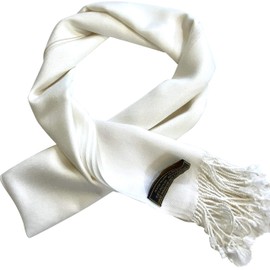 CJ Apparel White Mens Solid Color Design Fashion Scarf Seconds Scarves Face/Neck Wrap Hand Made in Nepal New
