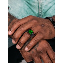 Bestyle Black Rings for Men Vintage Chunky Big Biker Band Rings Large ed Garnet Signet Ring Thumb Ring, Cocktail Ring Statement Ring Promise Ring Gift for Birthday, Size 13