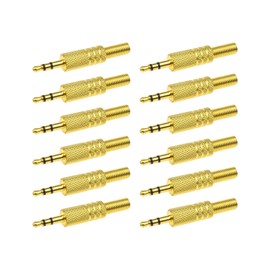 ECSiNG 12PCS 3.5mm/1/8'' TRS Stereo Male Plug Audio Connector Solder Type 3 Pole with Spring Coax Cable Jack Plug Metal Audio Adapter Converter for Headphones