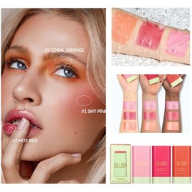 Rubor En Crema, Rubor en Barra Maquillaje Blush En Duradero, Blush De Makeup Para Maquillaje Mujer Niña, Facial Hidratante Para Mejillas (RED)