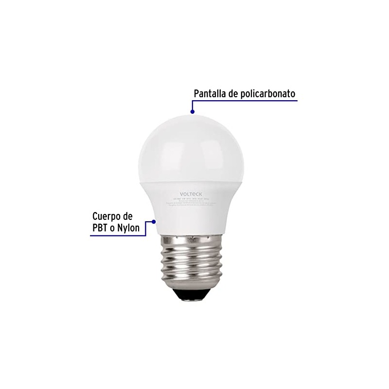 Volteck LED-40GF, Lámpara de LED, G45, 6 W, luz de