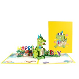 3D Pop Up Greeting Card; Suitable for Boys, Girls, Parents, Children, Friends Birthday Gifts; With Envelope and Message Card (3D Dinosaur)