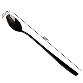 Teyyvn Set of 8 Stainless Steel Long Handle Teaspoons, 19 cm / 7.48 inch Stainless Steel Latte Spoons, Black