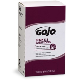 Gojo PCMX E2 Sanitizing Lotion Soap, Fragrance Free, 2000 mL Sanitizing Lotion Hand Soap Refill PRO TDX Push-Style Dispenser (Pack of 4) - 7281-04