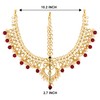 Aheli tradicional chapado en oro rojo Kundan Pearl Maang Tikka
