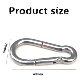 Stainless Steel Carabiner Clip,10 Pcs Spring Snap Hook Keychain Clip Hoods, Heavy Duty Clips for Camping Hiking Climbing Hammocks M4