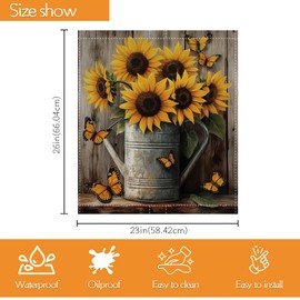 Sunflower Butterfly Dishwasher Magnet Cover 23x26 in,Rusty Watering Can Vintage Wood Grain Removable Magnetic Dishwasher Door Cover,Decorative Refrigerator Panel Sticker for Kitchen Home Decor