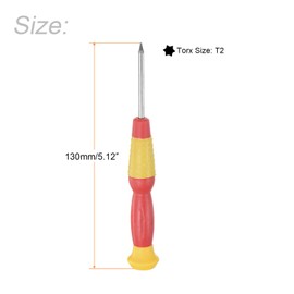 TOP-VIGOR 2pcs Mini Torx Screwdriver T2 Star Head 130mm Length, Small Precision Screwdrivers with Non-Slip Handle for Electronics, Glasses, Watch, Computer and Small Appliance Repair