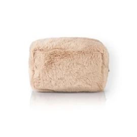 Pusheen Womens Fluffy Makeup Bag | Ladies All Over Fur with Embroidered Logo in Tan | Classic Logo Zip Cosmetic Storage Bag Cat Apparel Container Ample Storage | Animated Character Merchandise Gift