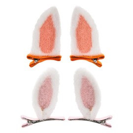 Rabbit Ears Hair Clips for Girls Women Pink Orange Easter Hair Clips for Girls Small Rabbit Hair Accessories for Women Girls 4 PCS Duck Billed Hair Clips for Kids Bunny Ears Hair Barrettes Hairpins