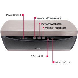 JTD Portable Wireless Bluetooth Speaker W/ 3D Surround Stereo Sound & Full Metal Housing - Wireless,& Hands-Free & 8hrs Playtime & 30ft Bluetooth Range (3D-Surround Gold)