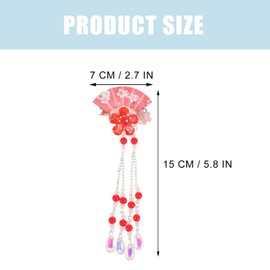 LALAFINA - 2 piezas para el cabello para mujer, cosplay, festivales, borla china, abalorio japonesas tradicionales, clip rojo, disfraz de Qipao, decoración para primavera, año, accesorios para