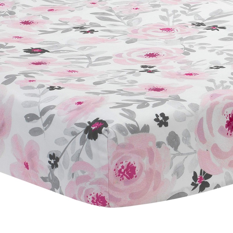 Bedtime Originals Blossom Pink Watercolor Floral 3-Piece Mini Crib Bedding