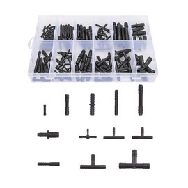 XINLIYA Vacuum Connector Assortment, 113 Pcs Nylon Barbed Type Vacuum Tubing Connector Assortment Kit, Universal 12 Sizes Hose Tee Reducer and Straight Connectors, Vacuum Hose Line Fittings