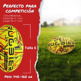 RUGBIER Professioneller Rugbyball T5 Match – High-End – Wettbewerb und Training – Herrenkategorien und Senioren-Teams – Thunder Yellow