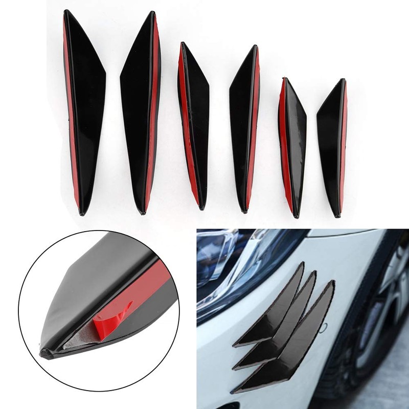 Front Lip Spoiler Splitter, 6 Pieces Gloss Black Car Front