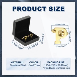 PATIKIL Initial Cufflinks, Classic Alphabet Letter P Stainless Steel Men Cuff Links 26 Letters A-Z with Box for Men Father Husband Weddings Gift Business Birthday, Gold Tone