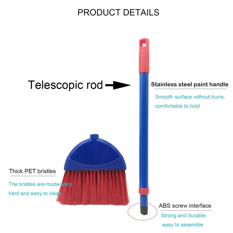 BSMstone Small Broom-Indoor or Outdoor Portable Broom with Adjustable Handle,