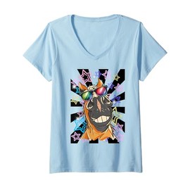 Womens Retro Horse Girls 60s Children Woman Man 80s V-Neck T-Shirt