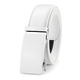 guvoosm Men's Leather Automatic Belt for Men Business Suit Belt 3.5 cm Width, White-002